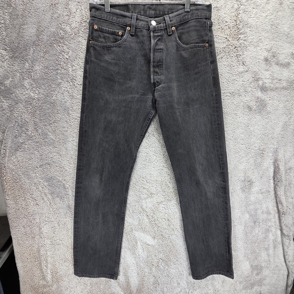 Vintage Levis 501 Jeans Mens Black Made In USA Button Fly Straight Fits 31x30